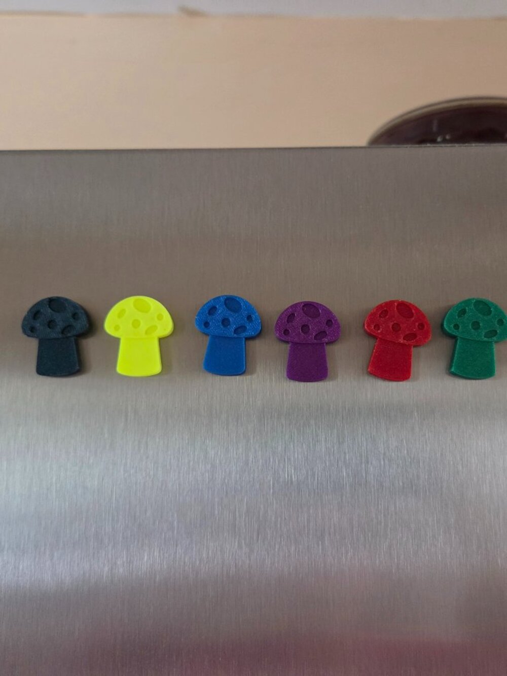 set of 6 heavy duty mushroom magnets in assorted colors